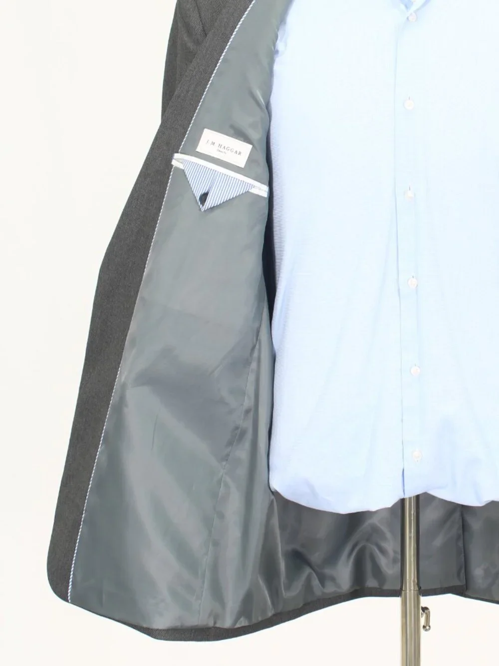 Haggar 44L 40x28 Gray Full Suit 2-Button Solid R946